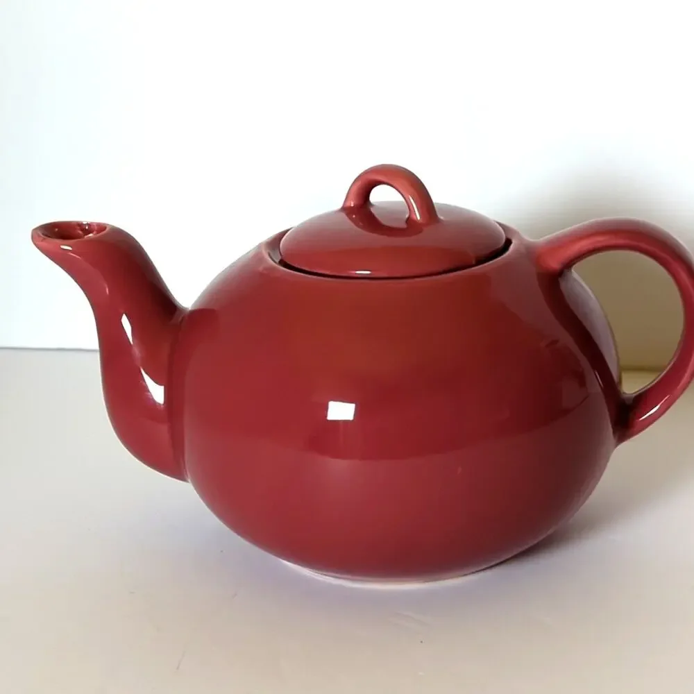 Vintage 1980s HiMARK Dark Mauve Rose Ceramic Teapot Taiwan With Lid